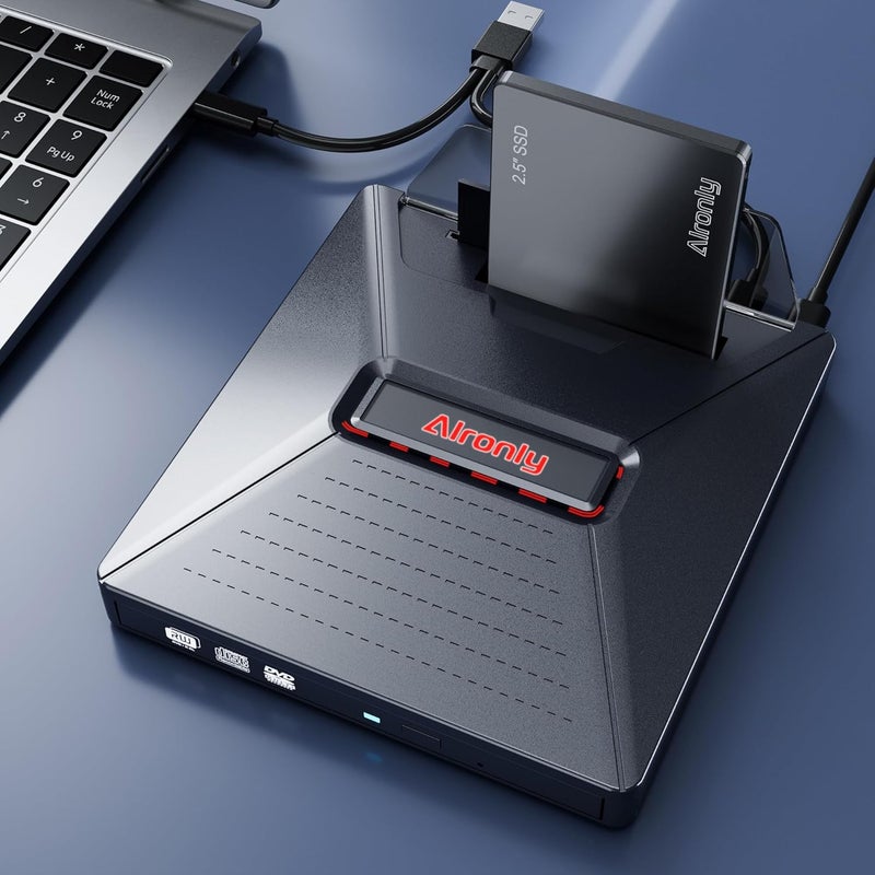 Alronly External CD/DVD Drive for Laptop/PC, USB 3.0 Type-C USB Portable Player for Computer CD DVD +/-RW Disk Drive CD Burner Writer Reader Compatible with Desktop Windows Apple Linux (F05) - Image 5